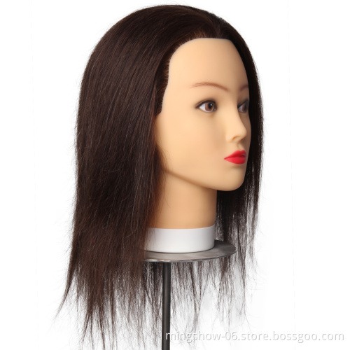 12" Dark brown color with 100% human hair  styling mannequin head salon training head